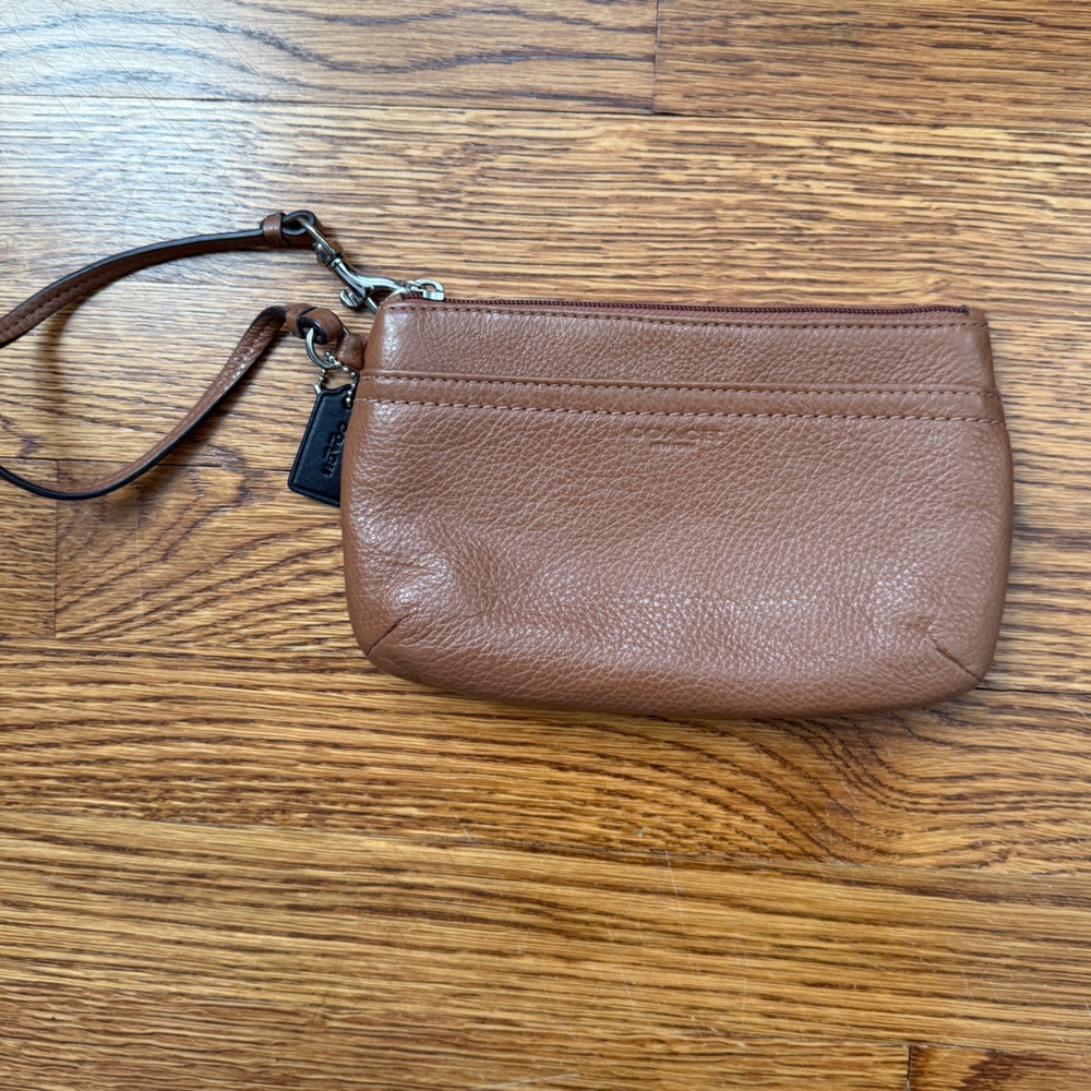 Brown Leather Coach Wristlet